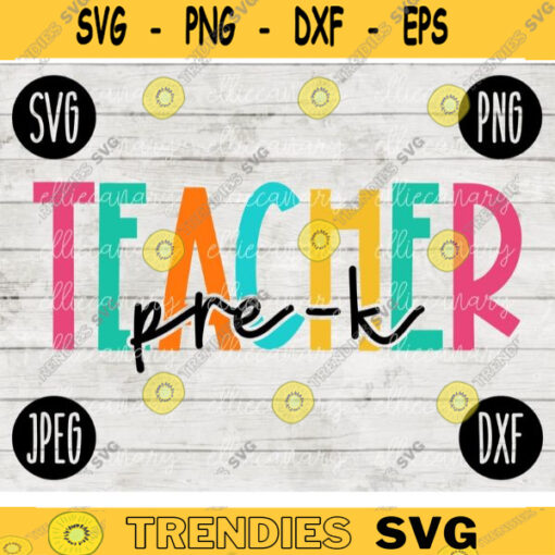 Back to School Pre K Teacher Squad svg png jpeg dxf cut file Small Business Use Teacher Appreciation First Day Rainbow 1467
