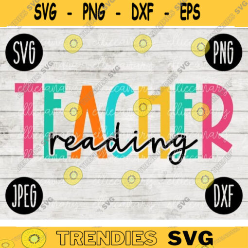 Back to School Reading Teacher Squad svg png jpeg dxf cut file Small Business Use Teacher Appreciation First Day Rainbow 743