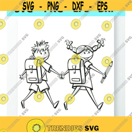 Back to School SVG Silhouette Vector Images Clipart Cutting Files SVG Image For Cricut Boy Girl Silhouettes Eps Png Dxf Clip Art Design 691