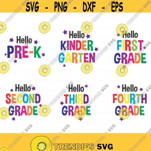 Back to school svg png dxf Cutting files Cricut Funny Cute svg designs print for t shirt hello kindergarten Pre K 1st 2nd 3rd 4th grade Design 195