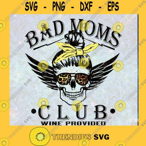 Bad Moms Club Skull Bun SVG Leopard Bandana SVG Skull halloween SVG mom halloween SVG