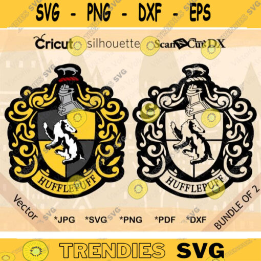 Badger Crest SVG Vector File Bundle School of Wizards Clipart Badger Emblem PNG Badger House Crest Digital Download Cricut