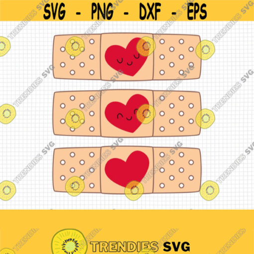 Bandaid with Heart SVG. Band Aid Kawaii Cut Files. Vector Kids Bandaids Clipart. Digital Band Aids PNG Instant Download dxf eps jpg pdf Design 575