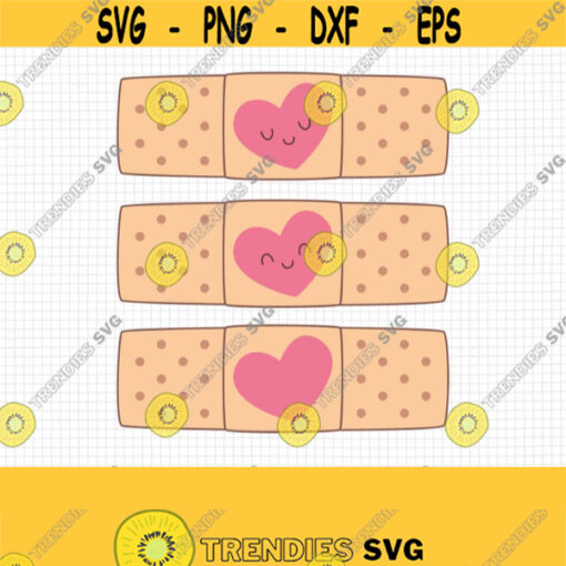 Bandaid with Heart SVG. Band Aid Kawaii Cut Files. Vector Kids Bandaids Clipart. Digital Band Aids PNG Instant Download dxf eps jpg pdf Design 633