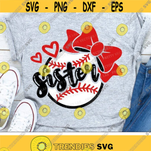 Baseball Sister Svg Cheer Sister Cut Files Baseball Bow Svg Dxf Eps Png Girls Shirt Design Baby Girl Quote Clipart Silhouette Cricut Design 1557 .jpg