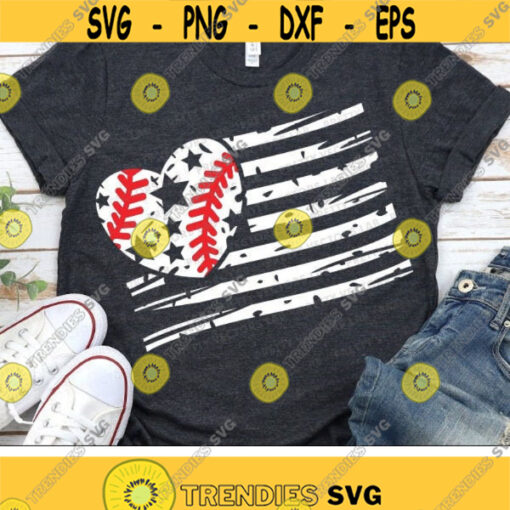 Baseball Svg American Flag Svg Dxf Eps Png Baseball Mom Cut File Grunge Heart Svg 4th of July Svg Distressed Clipart Silhouette Cricut Design 1409 .jpg