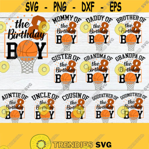 BasketBall Birthday 8th Birthday Matching Family Basketball Birthday Family matching BasketBall Birthday Basketball Theme Birthday SVG Design 1713