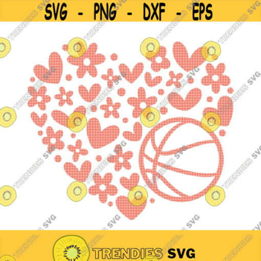 Basketball Floral Heart SVG Basketball Love Svg Basketball Girl Svg Girls Love Basketball Svg Basketball Svg Basketball Mom Svg Sports Design 184
