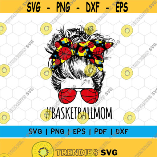 Basketball Mom Messy Bun SVG PNG File For Cricut Silhoutte Instant Download Design 218