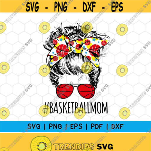 Basketball Mom Messy Bun SVG PNG File For DIY project Instant Download Design 175