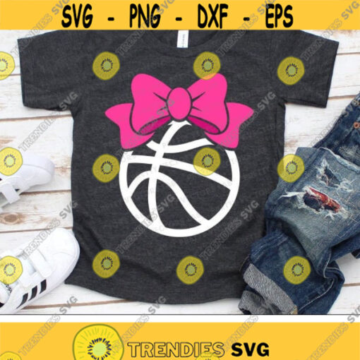Basketball with Bow Svg Basketball Svg Dxf Eps Png Girl Basketball Cut Files Cheer Sister Shirt Design Proud Sister Silhouette Cricut Design 1821 .jpg