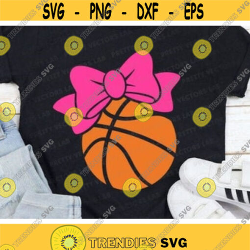Basketball with Bow Svg Basketball Svg Dxf Eps Png Girls Basketball Cut Files Cheer Sister Shirt Svg Proud Sister Silhouette Cricut Design 832 .jpg