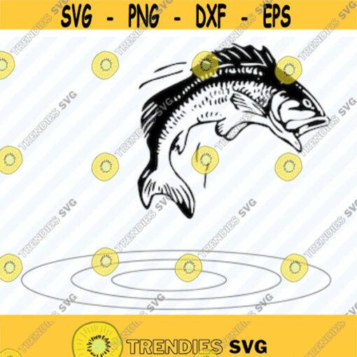 Bass Fish jumping Svg file for cricut Image Fishing Silhouette Fish Clipart Fishing logo SVG Eps Fish Png Dxf fish Clip Art Design 232