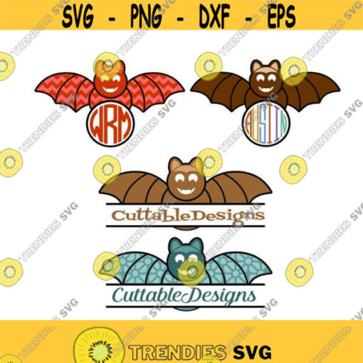 Bat Halloween Monogram Frame Cuttable SVG PNG DXF eps Designs Cameo File Silhouette Design 1215