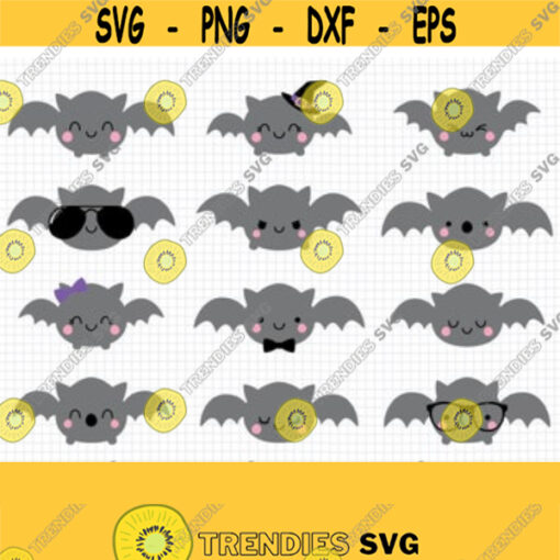 Bat SVG. Kids Halloween Bats Bundle Clipart. Cute Kawaii Girl Bat Spooky Vector Cut Files for Cutting Machine. png dxf eps Instant Download Design 500