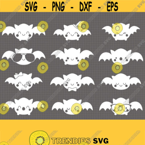 Bat SVG. Kids Halloween Bats Bundle Clipart. Cute Kawaii Girl Bat Spooky Vector Cut Files for Cutting Machine. png dxf eps Instant Download Design 622