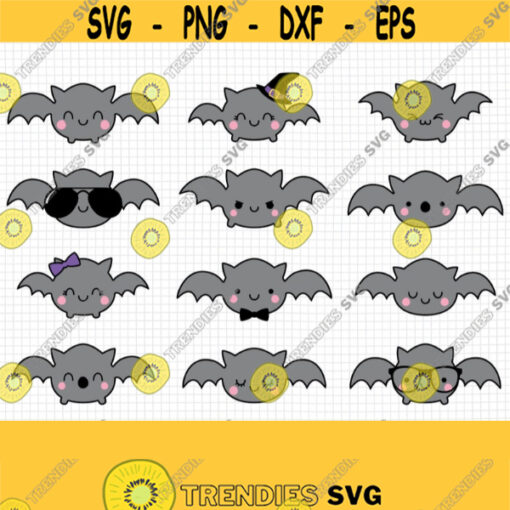 Bat SVG. Kids Halloween Bats Bundle Clipart. Cute Kawaii Girl Bat Spooky Vector Cut Files for Cutting Machine. png dxf eps Instant Download Design 659