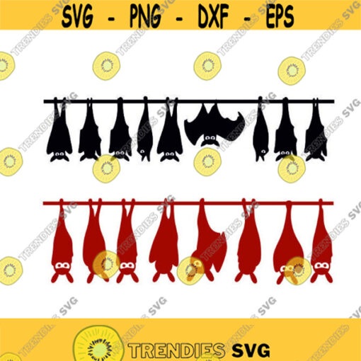 Bats Hanging Banner Bat Halloween Cuttable SVG PNG DXF eps Designs Cameo File Silhouette Design 1885