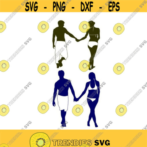 Beach Couple Ocean Cuttable Design Pack SVG PNG DXF eps Designs Cameo File Silhouette Design 696