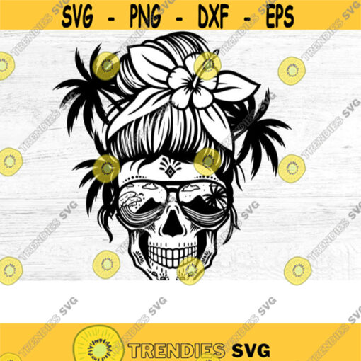 Beach Mom Skull svg Messy bun skull svg Mom life SVG Momlife skull Svg Patriotic svg Svg Files For Cricut silhouette cameo