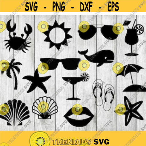 Beach svg bundle beach clipart summer svg bundle cut files for cricut silhouette png eps svg Design 2961