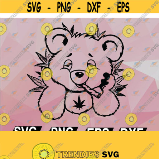 Bear High Cannabis SVG Bear Smoking Weed Png Trending SVG Bear Png Eps Dxf Digital Download Design 110