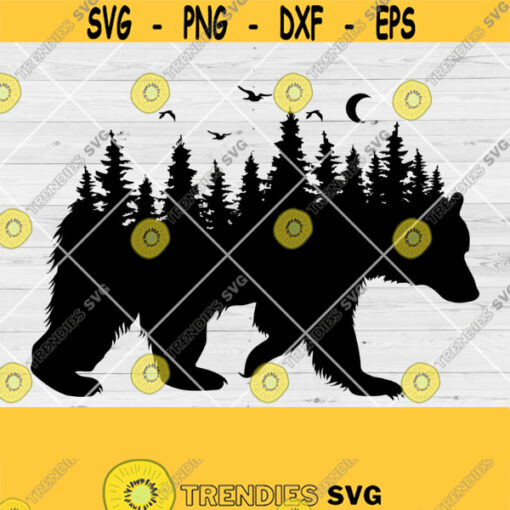 Bear Outdoor Svg Bear Mountain Scene Svg Outdoor Bear Svg Forest Trees Svg Camping svg file hiking Svg Mountain range Cutting Files