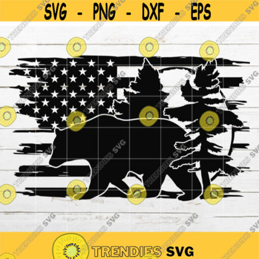 Bear SVG American distressed Flag SVG Nature Scene SVG for Shirt Camping svg Cricut Silhouette Cut File Design 134.jpg