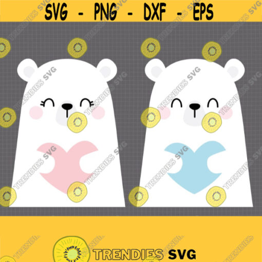 Bear SVG. Baby Bear Girl and Boy Cut Files. Cute Bear with Heart Vector Files for Cutting Machine. Digital Instant Download png dxf eps Design 804