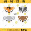Bear Tiger Koala Skunk Face SVG DXF Cute Baby Forest Animal Face Clipart svg dxf Cut Files for Cricut copy