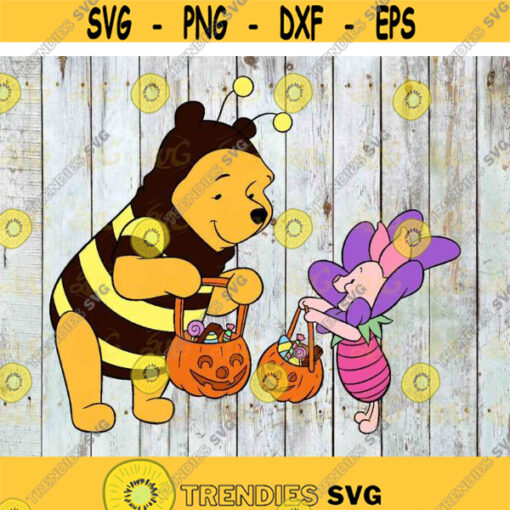Bear and Pig Pumpkin Svg Cartoon Svg Characters Friends Svg Halloween Svg cricut File Clipart Svg Png Eps Dxf Design 265 .jpg
