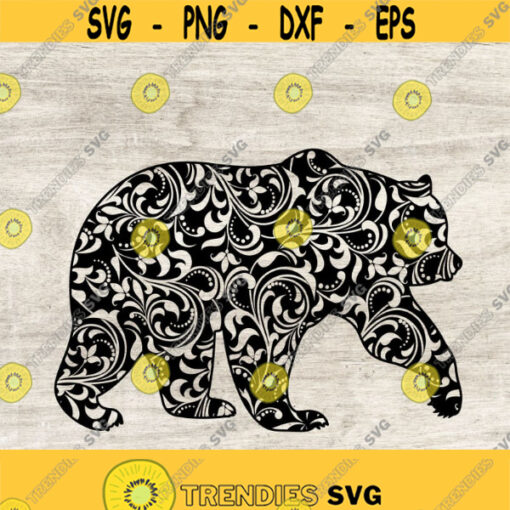 Bear mandala SVG Bear Clipart Bear Zentangle Silhouette and Cricut Files Svg Png Eps Jpg Instant Download Design 185