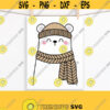 Bear with Scarf SVG. Polar Bear in Winter Hat Cut Files. Cute Winter Animals PNG. Vector Files for Cutting Machine. dxf eps jpg pdf Download Design 766