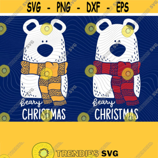 Beary Christmas PNG Print File Sublimation Trendy Christmas Design Beary Holidays Christmas Puns Funny Christmas Merry Bear Cute Design 449