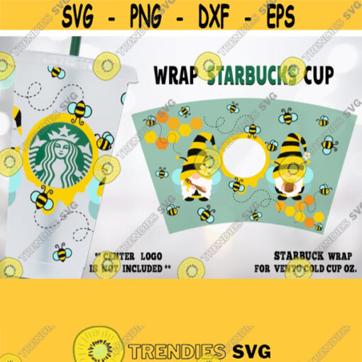 Bee Gnomes SVG Honey Bee svg Bee SVG Full Wrap beehive for Starbucks cold cup 24 oz. Honeycomb Starbucks cup svg files for Cricut. Design 139