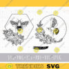 Bee SVG Floral frame Honey bee svg files for cricut Bumble bee SVG PNG clipart Peony flowers svg Insect svg boho floral svg