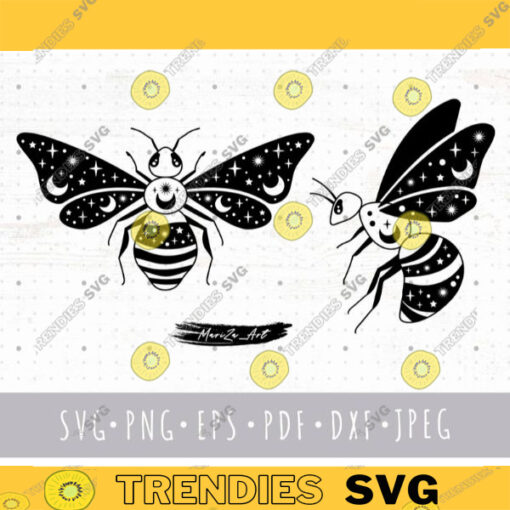Bee SVG files for cricut Honey bee SVG PNG clipart Celestial bee svg Insect svg Mystical boho bumble bee svg silhouette