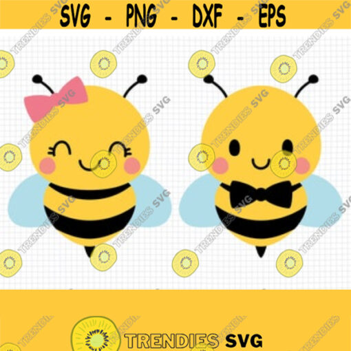 Bee SVG. Boy Bee Svg Vector Girl Bee Svg Cut Files. Baby Bee Clipart. Cute Cartoon Honeybee. Kids Instant Download dxf eps png jpg pdf Design 39