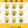 Bee SVG. Kids Bumble Bee Vector Cut Files Bundle. Baby Honeybee Clipart. Cute Faces Glasses Mustache Boy Girl Bow Instant Download Design 792