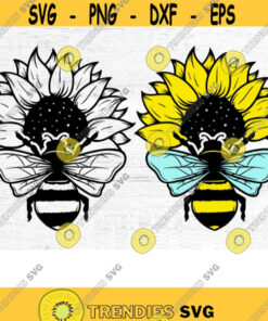 Bee Sunflower Svg Sunflower Clipart Sunflower Cut File Sunflower Monogram Svg files for Cricut and Silhouette Instant Download LAB1
