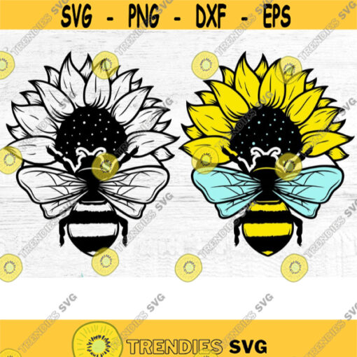 Bee Sunflower Svg Sunflower Clipart Sunflower Cut File Sunflower Monogram Svg files for Cricut and Silhouette Instant Download LAB1