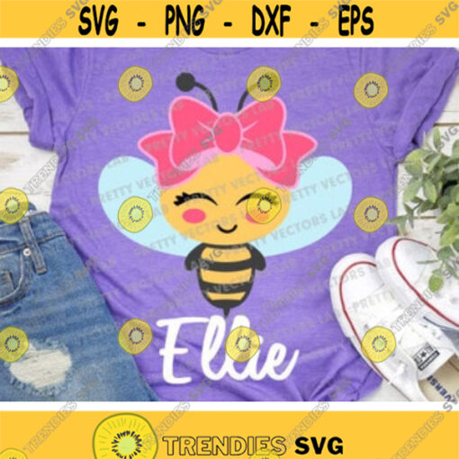 Bee Svg Bee Girl Svg Bee with Bow Cut Files Birthday Party Svg Dxf Eps Png Cute Bee Clipart Bumble Bee Svg Kawaii Cricut Silhouette Design 851 .jpg
