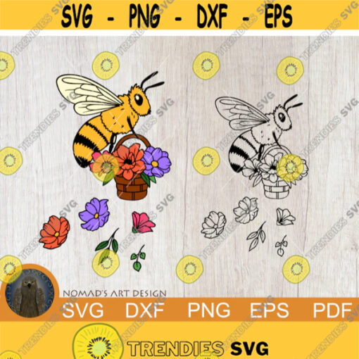 Bee Svg Bee with Flowers Svg Floral Bee Svg Flower Bee Svg Bee Layered Svg Flowers Svg Honey Bee Svg Bumble Bee Svg files for Cricut Design 226.jpg