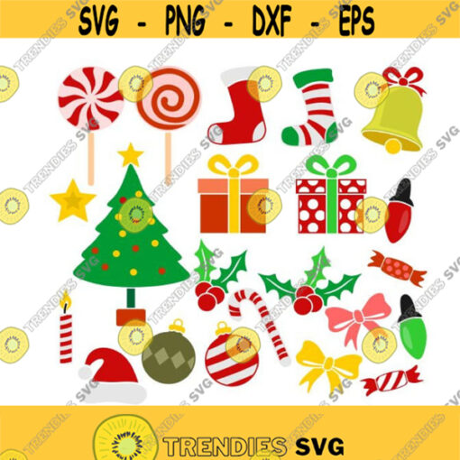 Bell Tree Gift Box Art Christmas Cuttable Design SVG PNG DXF eps Designs Cameo File Silhouette Design 307
