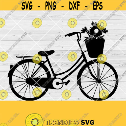 Bicycle with Flowers Svg Bike svg Bicycle with flowers Floral basket svg Cycling svg Bike silhouette svg Bicycle Cut Files