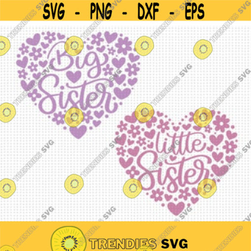 Big Sister Little Sister SVG Matching Sisters Shirts Svg Big Sis Svg Lil Sis Svg Floral Hears Svg Big and Little Sisters Svg Baby Girl Design 20