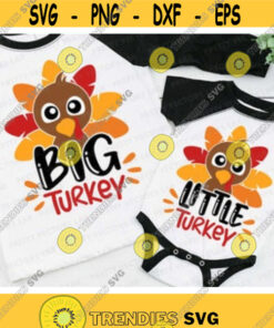 Big Turkey Svg, Little Turkey Svg, Thanksgiving Svg Dxf Eps Png, Big &038; Little Brother Cut Files, Kids Svg, Baby Clipart, Silhouette, Cricut Design -272