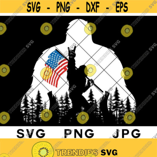 Bigfoot svgRock Sign svgAmerican FlagBigfoot loversUS FlagDigital downloadPrintSublimation Design 353