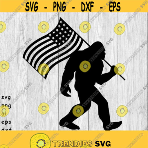 Bigfoot with Flag quotEasierquot to Weed Flag svg png ai eps dxf DIGITAL FILES for Cricut CNC and other cut or print projects Design 140