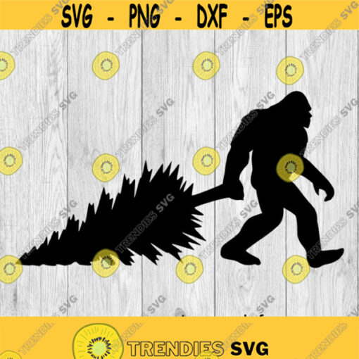 Bigfoot with a Christmas Tree svg png ai eps dxf DIGITAL FILES for Cricut CNC and other cut or print projects Design 469